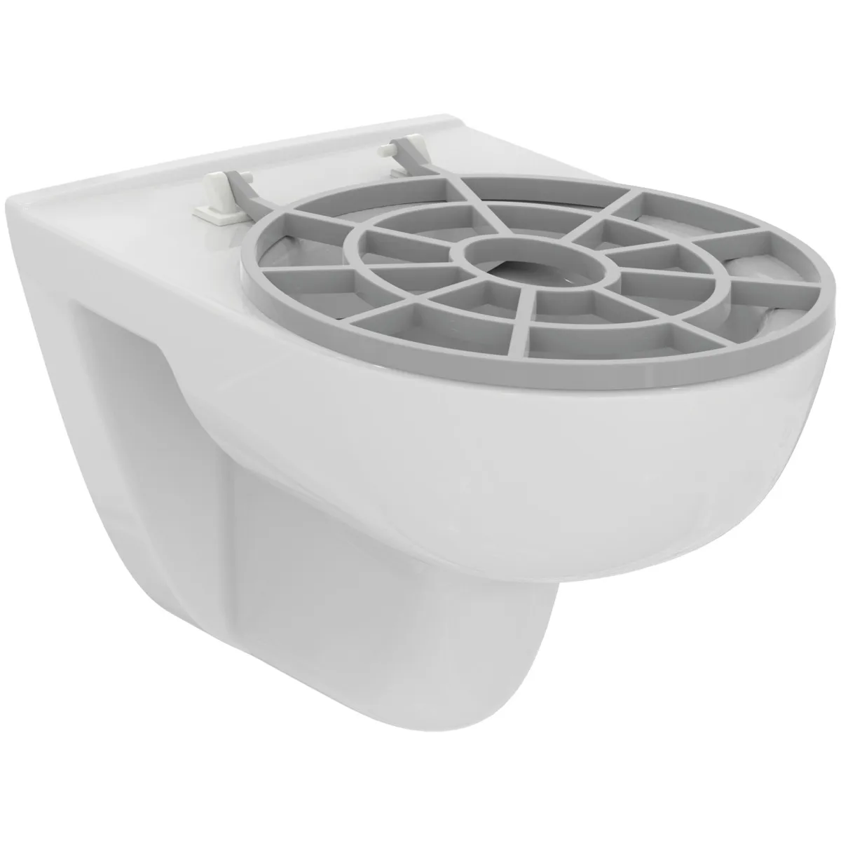 Fäkalienausguß mit Wandtiefspül-WC i.life A Randlos 360x540x330mm SmartGuard+ Weiß mit WC-Klapprost Grau Fäkalienausguß mit Wandtiefspül-WC i.life A Randlos 360x540x330mm SmartGuard+ Weiß mit WC-Klapprost Grau