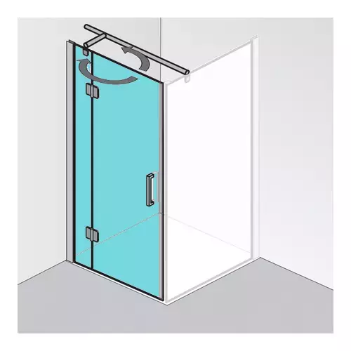 HSK Drehtür, pendelbar an Nebenteil „Aperto Pro“ Glas Bodennebel, Profile Chromoptik (Alu Hochglanz poliert), H: 2000 mm HSK Drehtür, pendelbar an Nebenteil „Aperto Pro“ Glas Bodennebel, Profile Chromoptik (Alu Hochglanz poliert), H: 2000 mm