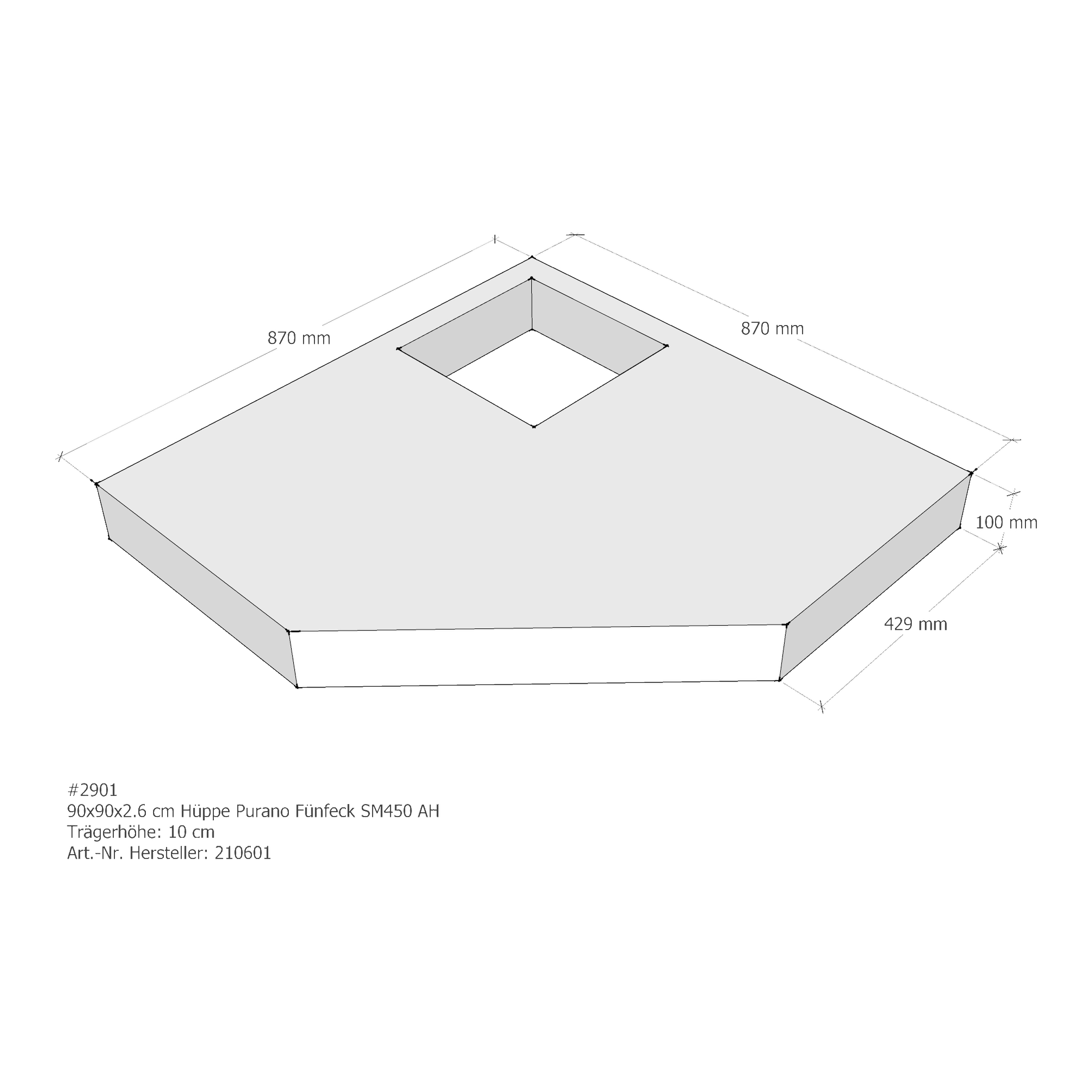 Duschwannenträger für Hüppe Purano 90 × 90 × 2,6 cm Duschwannenträger für Hüppe Purano 90 × 90 × 2,6 cm