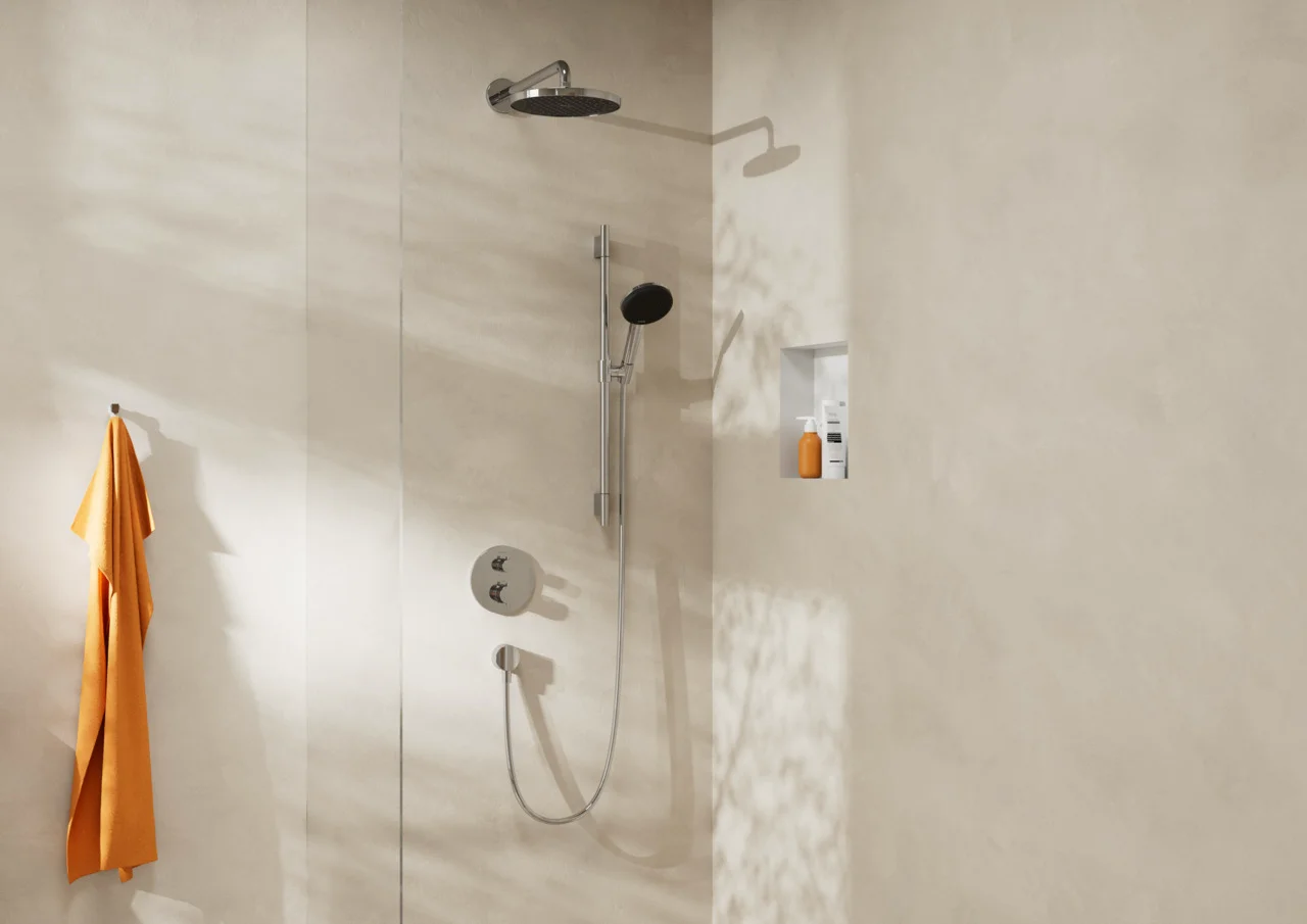 Hansgrohe Activera S Kopfbrause 240 mm, Rain Strahl, Chrom, EcoSmart, verstellbarer Winkel, DN15 Anschluss Hansgrohe Activera S Kopfbrause 240 mm, Rain Strahl, Chrom, EcoSmart, verstellbarer Winkel, DN15 Anschluss