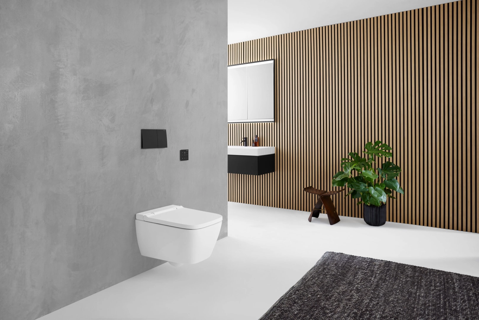 Geberit Wand-Dusch-WC Komplettanlage AquaClean „Sela Square“ 375 × 400 × 570 mm in weiß alpin, Befestigung sichtbar, ohne Spülrand