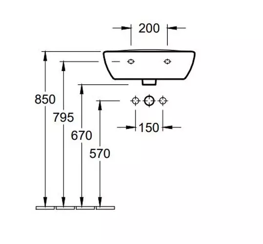 Badundu Handwaschtisch, mit Hahnlochbohrung 455 × 355 × 180 mm Badundu Handwaschtisch, mit Hahnlochbohrung 455 × 355 × 180 mm