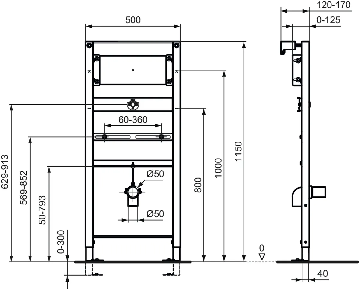 Ideal Standard Vorwand-/Einbauelement für Urinal „ProSys“ 115 × 50 × 12 cm Ideal Standard Vorwand-/Einbauelement für Urinal „ProSys“ 115 × 50 × 12 cm