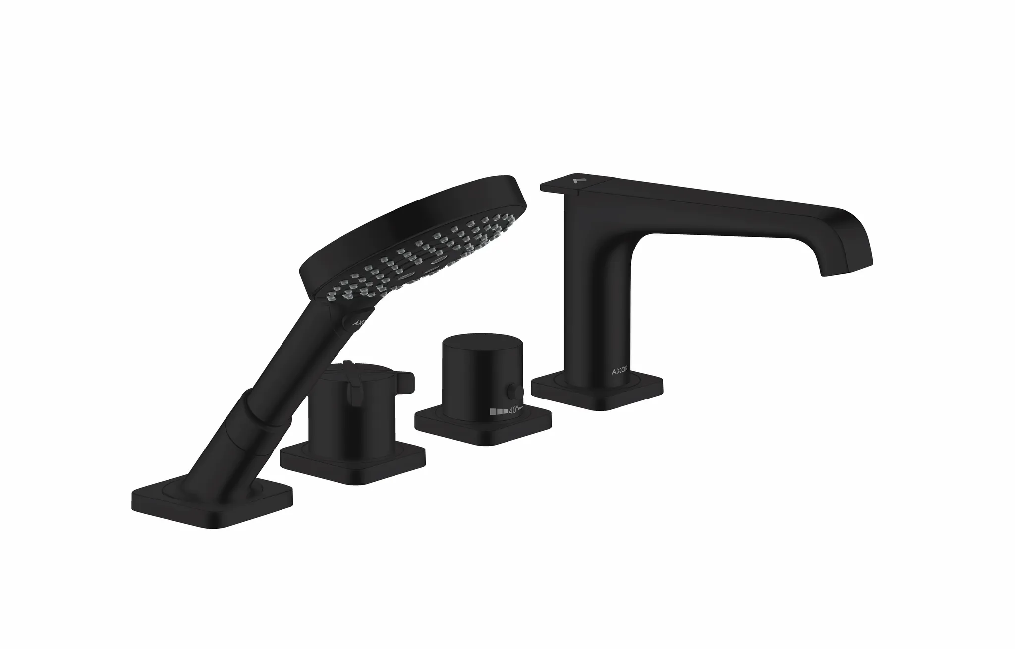 Hansgrohe AXOR Citterio E Mischer mit Thermostat, 4-Loch Fliesenrandarmatur, Mattschwarz