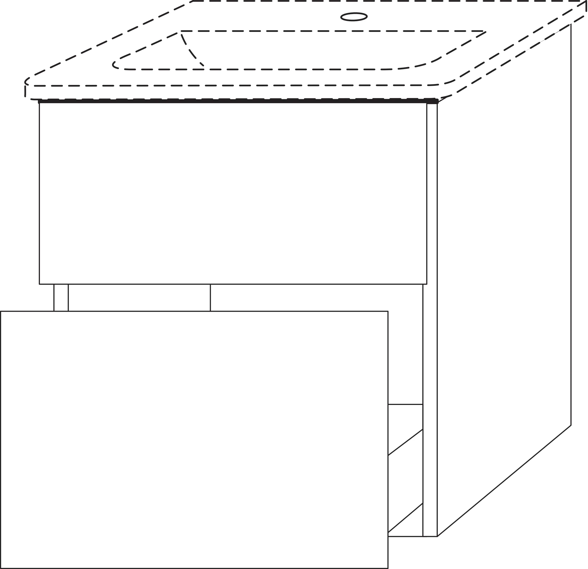 Waschtischunterbau mit Auszügen 3way (UF640) 585x490x357 Schwarz-Matt