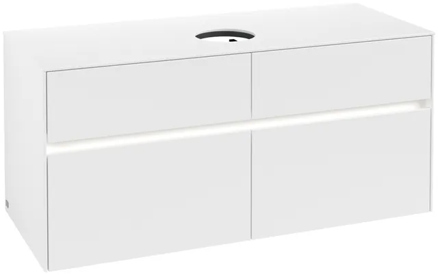 Villeroy & Boch Waschtischunterschrank „Collaro“ 1200 × 548 × 500 mm Weiß Matt, mit Beleuchtung, für Becken mittig