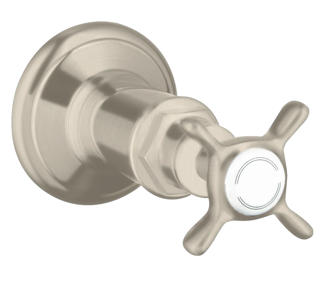 Hansgrohe AXOR Montreux Absperrventil Unterputz mit Kreuzgriff, Brushed Nickel, DN15/DN20, Geräuschgruppe II Farbe: Brushed Nickel Hansgrohe AXOR Montreux Absperrventil Unterputz mit Kreuzgriff, Brushed Nickel, DN15/DN20, Geräuschgruppe II Farbe: Brushed Nickel