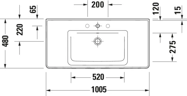 Wandwaschtisch „D-Neo“ 100,5 × 48 × 17 cm, mittig Wandwaschtisch „D-Neo“ 100,5 × 48 × 17 cm, mittig