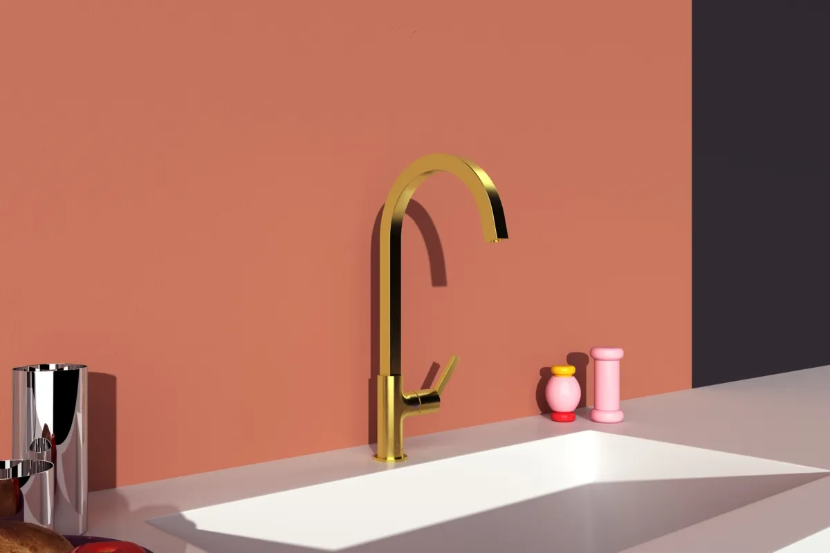 Küchenarmatur Gusto Ausladung 204mm eckiger Auslauf Brushed Gold Küchenarmatur Gusto Ausladung 204mm eckiger Auslauf Brushed Gold