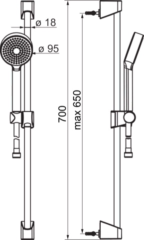 Gleitstangekombination „Basicjet“ 650 mm in Chrom Gleitstangekombination „Basicjet“ 650 mm in Chrom