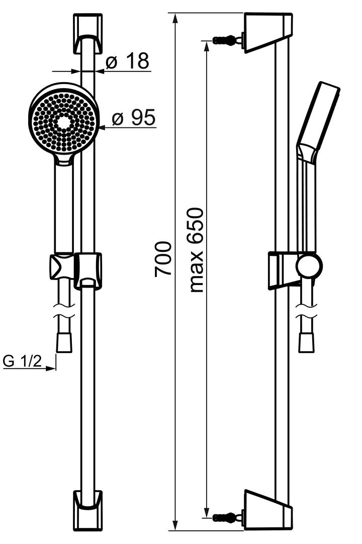 HansaBASICJET Wandstangen-Brausenset ECO 4478 1-strahlig Chrom