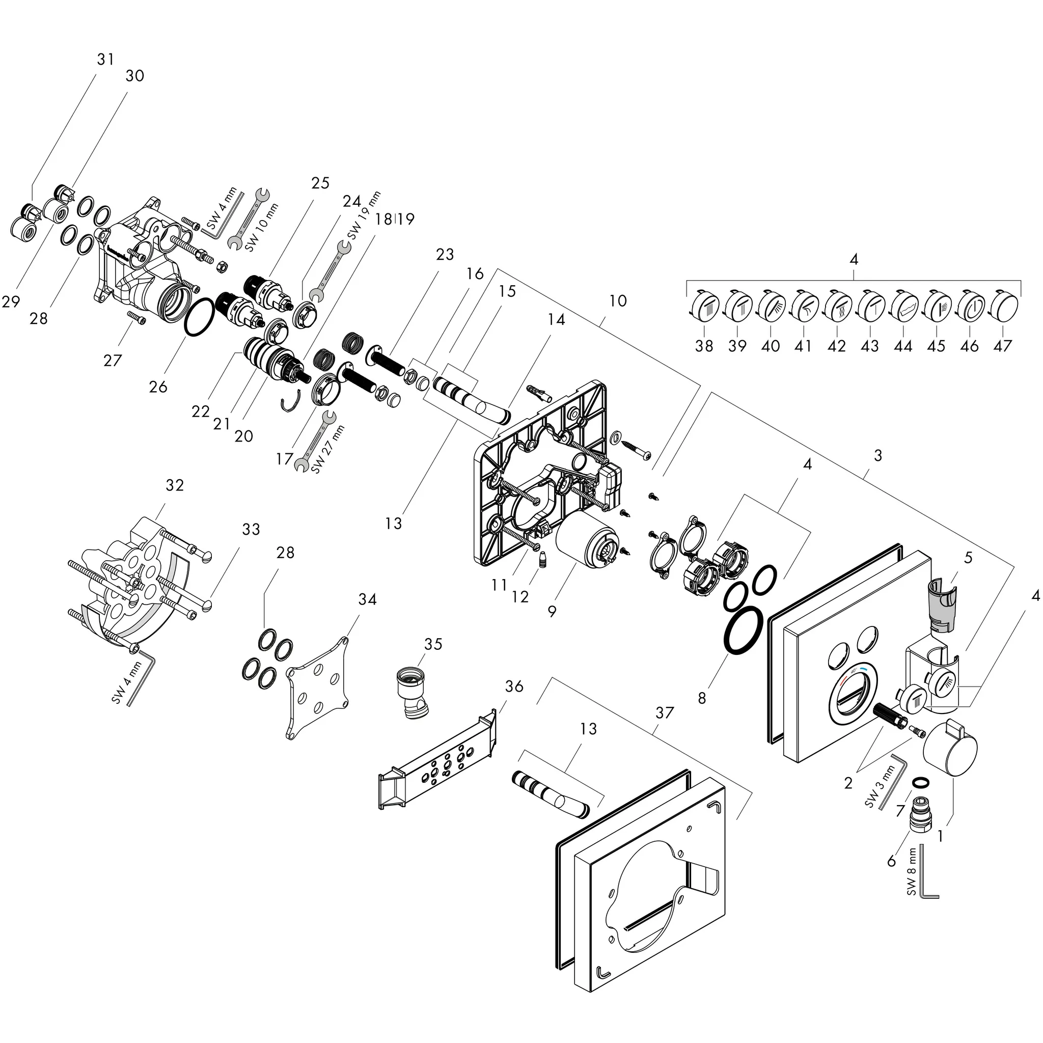 Thermostat Unterputz ShowerSelect FS 2 Verbraucher chrom m.Fixfit u.Porter Thermostat Unterputz ShowerSelect FS 2 Verbraucher chrom m.Fixfit u.Porter
