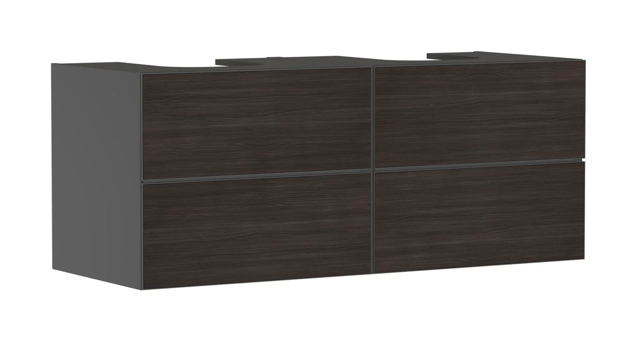 Hansgrohe Xevolos E Waschtischunterschrank Schiefergrau Matt 1370x550 mm mit 4 Schubkästen, grifflos, PushOpen, SoftClose