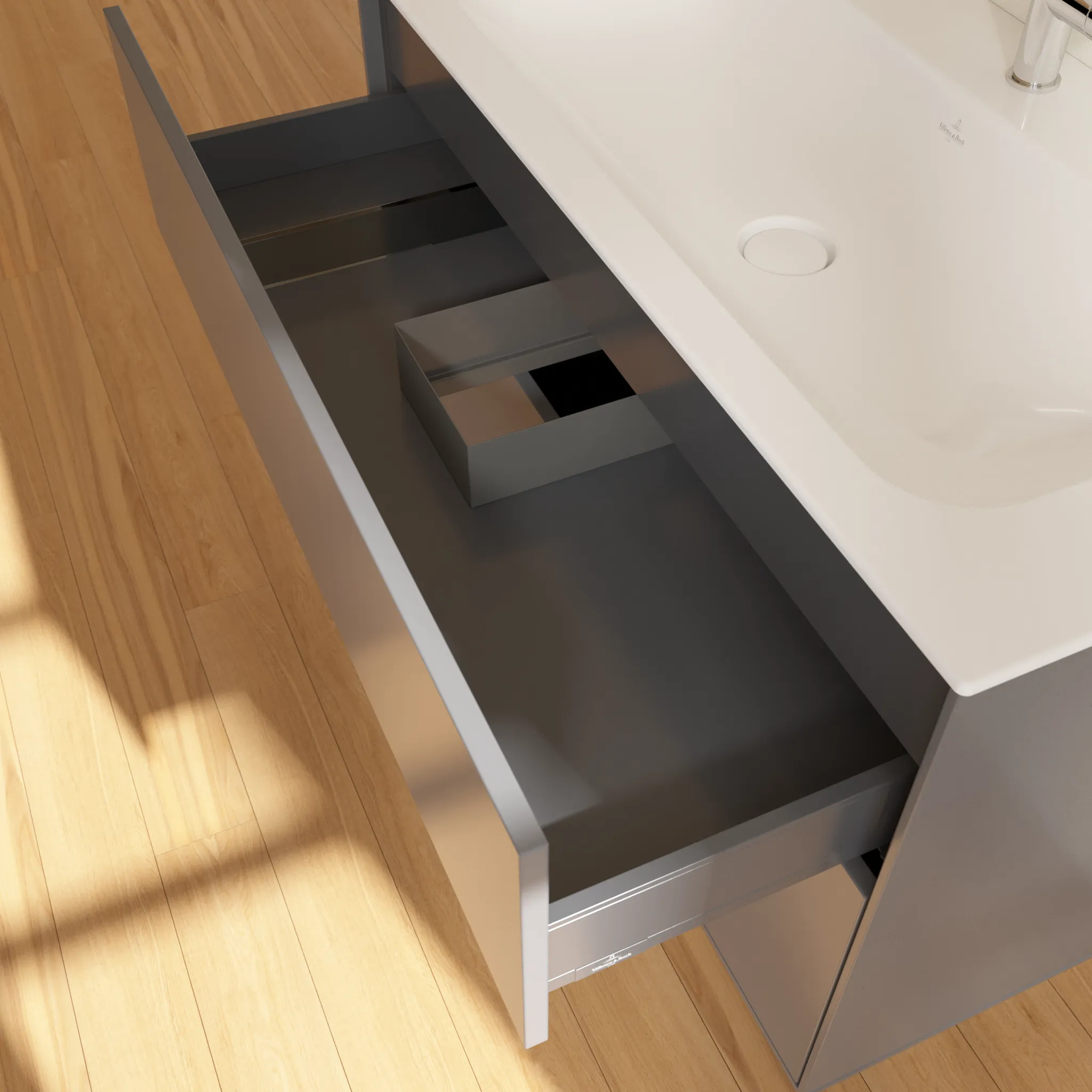 Villeroy & Boch Waschtischunterschrank „Finion“ für Schrankwaschtisch 996 × 591 × 498 mm Anthracite Matt Lacquer, für Becken mittig