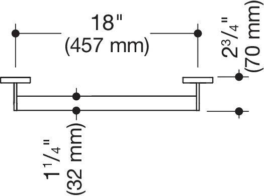 HaltegriffEdelstahl, pulverbeschichtet, Achsmaß 457 mm, Tiefe 70 mm, Stangendurchmesser 32 mm, in Farbe DC (Schwarz tiefmatt) HaltegriffEdelstahl, pulverbeschichtet, Achsmaß 457 mm, Tiefe 70 mm, Stangendurchmesser 32 mm, in Farbe DC (Schwarz tiefmatt)