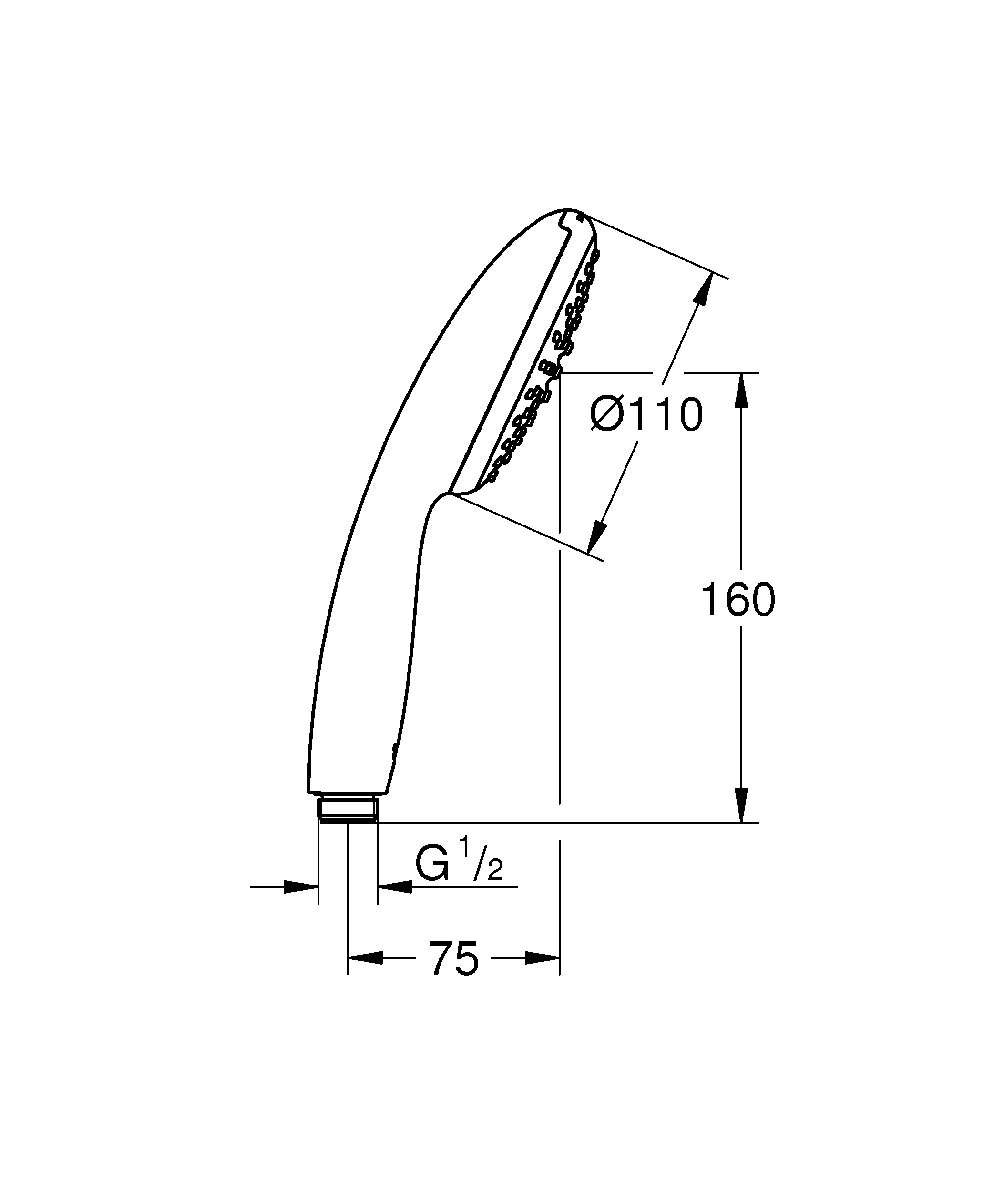 Handbrause Tempesta 110 27852_3, 1 Strahlart: Rain, maximaler Durchfluss (bei 3 bar): 16.6 l/min, chrom