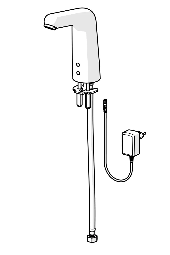 WT-Batt. HansaMEDIPRO XL 0568 230⁄9V Kaltw. Bluetooth Ausld. 136 mm DN15 chr