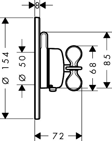 AXOR Archivio Thermostat Unterputz für 2 Verbraucher mit Kreuzgriff und integrierter Sicherungskombi nach EN1717, Oberfläche: Chrom