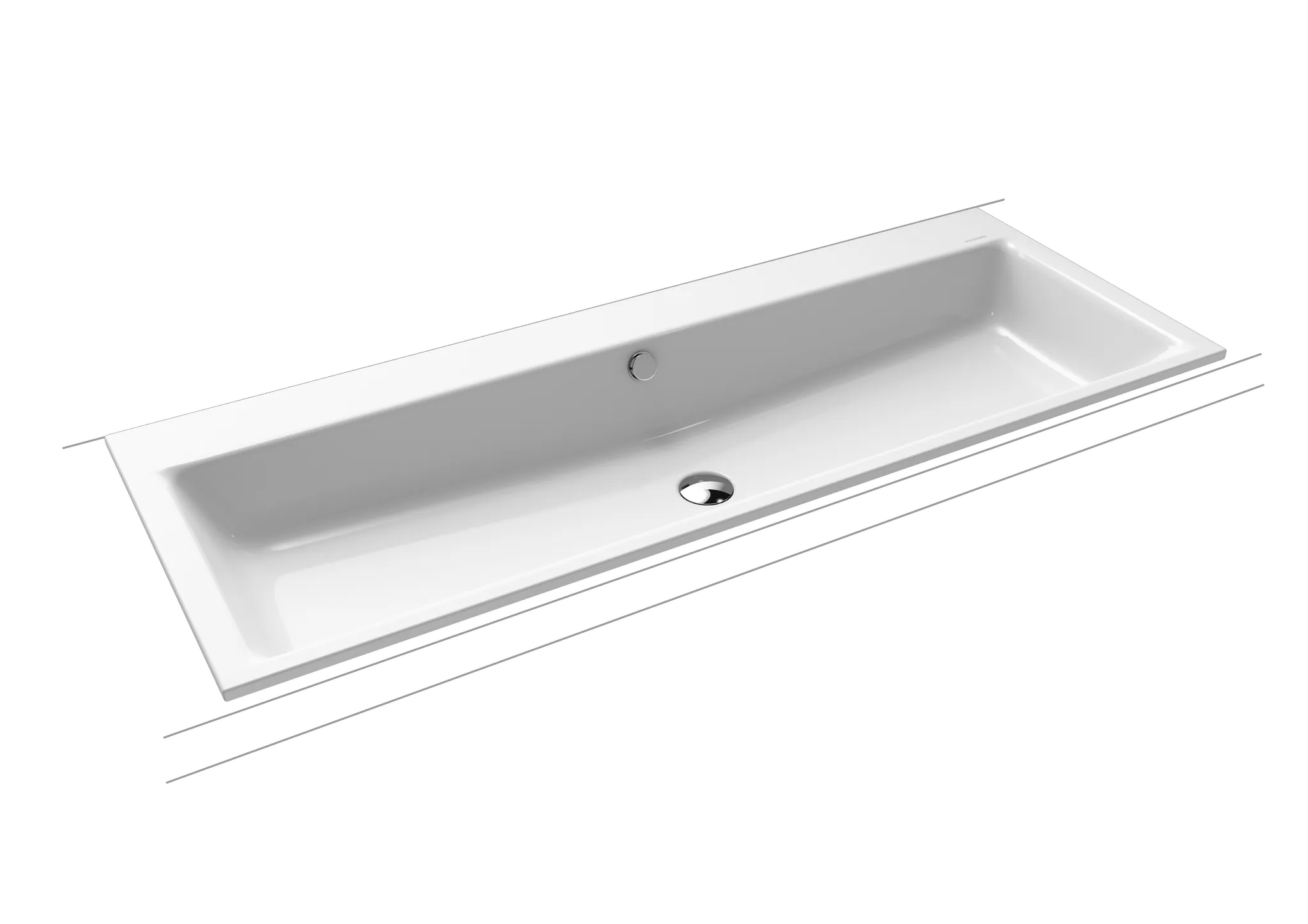 Doppelwaschtisch „Puro“ 120 × 46 cm, mit Überlauf, mit Hahnlochbohrung in alpinweiß mit Perl-Effekt Doppelwaschtisch „Puro“ 120 × 46 cm, mit Überlauf, mit Hahnlochbohrung in alpinweiß mit Perl-Effekt