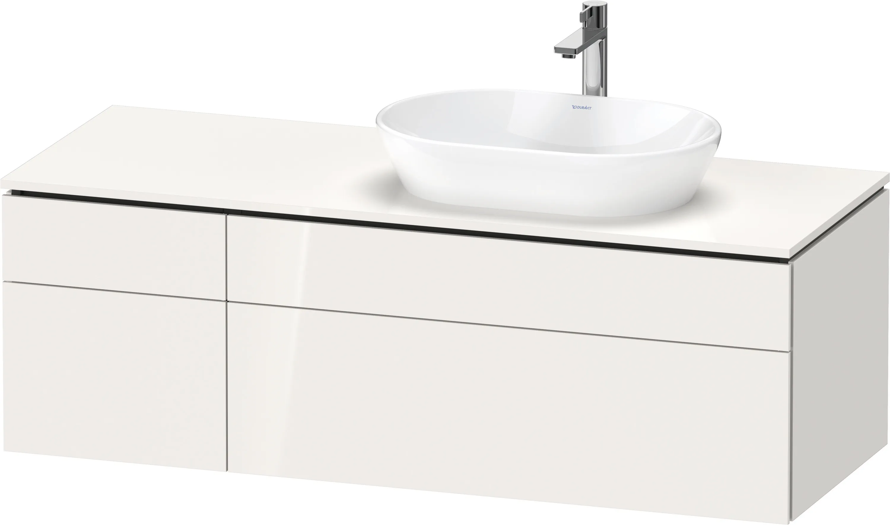 Duravit Waschtischunterschrank wandhängend „L-Cube“ 142 × 48,2 × 55 cm Weiß Hochglanz, rechts