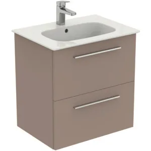 Möbelpaket i.life A mit Waschtisch 60cm und Unterschrank mit chrom Griff mattWeiß