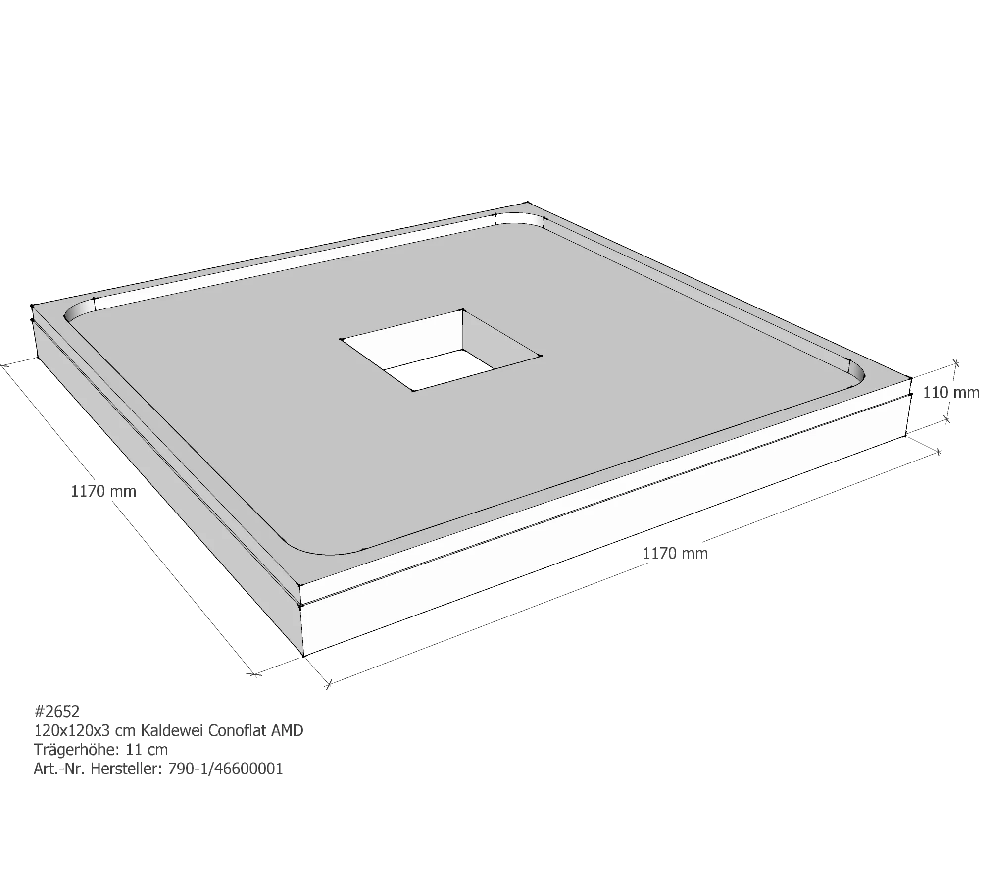 Duschwannenträger für Kaldewei Conoflat 120 × 120 × 2,3 cm Breite: 120 cm / Länge: 120 cm Duschwannenträger für Kaldewei Conoflat 120 × 120 × 2,3 cm Breite: 120 cm / Länge: 120 cm
