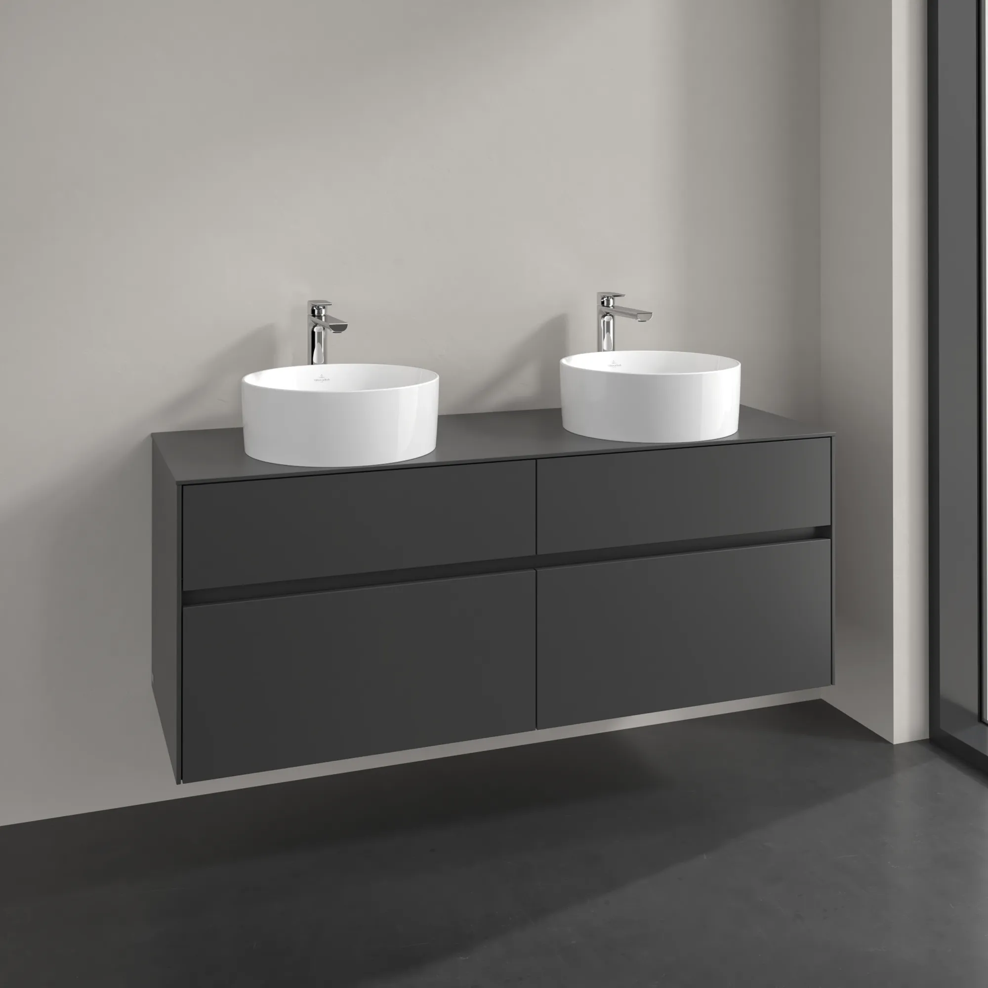 Villeroy & Boch Waschtischunterschrank „Collaro“ 1400 × 548 × 500 mm Graphite, ohne Beleuchtung, für links und rechts