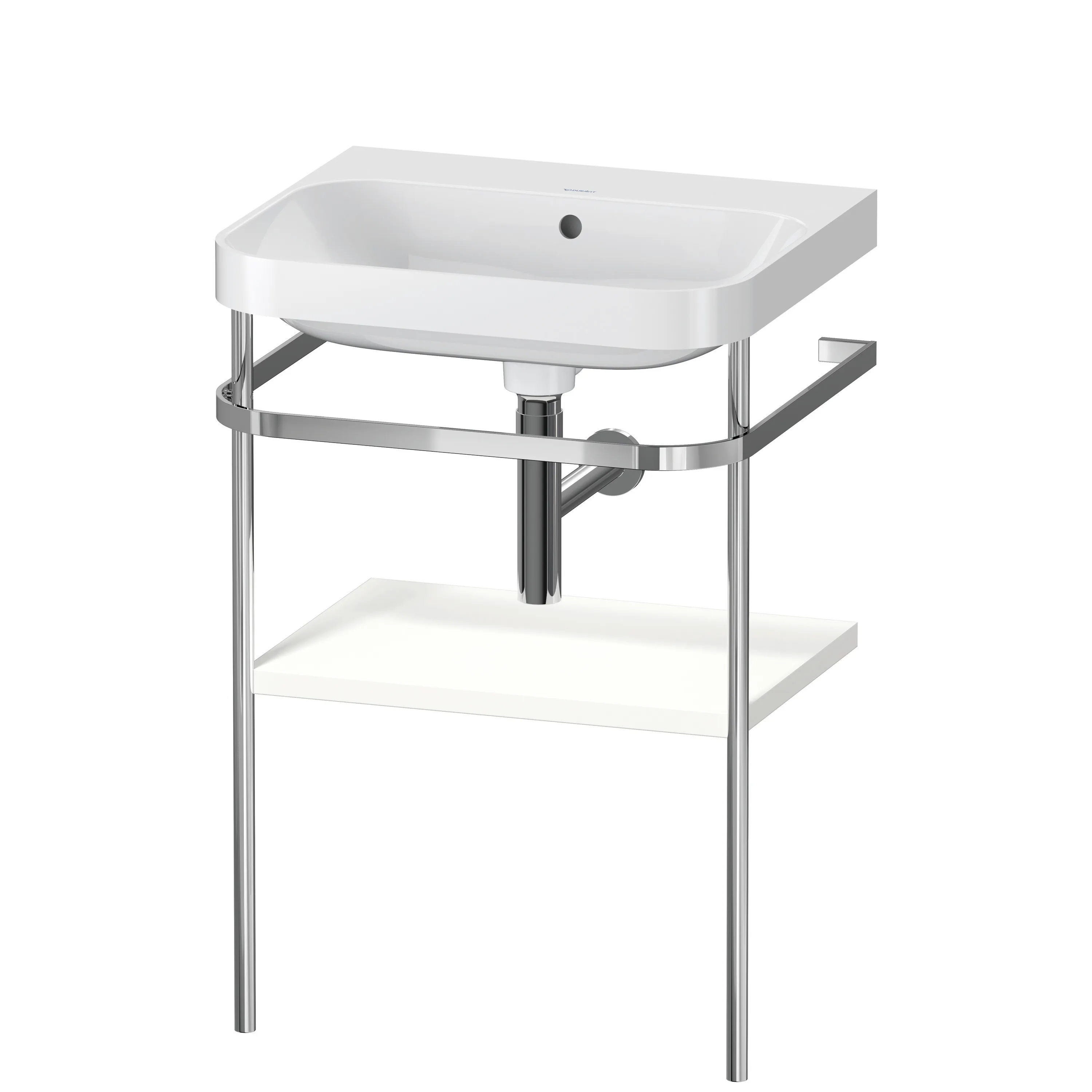Duravit Waschtischunterschrank c-shaped Set mit Metallkonsole „Happy D.2 Plus“ 57,5 × 85 × 49 cm in Weiß Supermatt