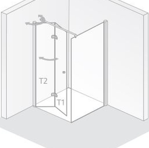 HSK teilgerahmte Seitenwand „Exklusiv 2.0“ Glas Nebel, Profile Chromoptik (Alu Hochglanz poliert), für #Türbreite#, FM: 890 - 915 mm B: 900 mm H: 2000 mm