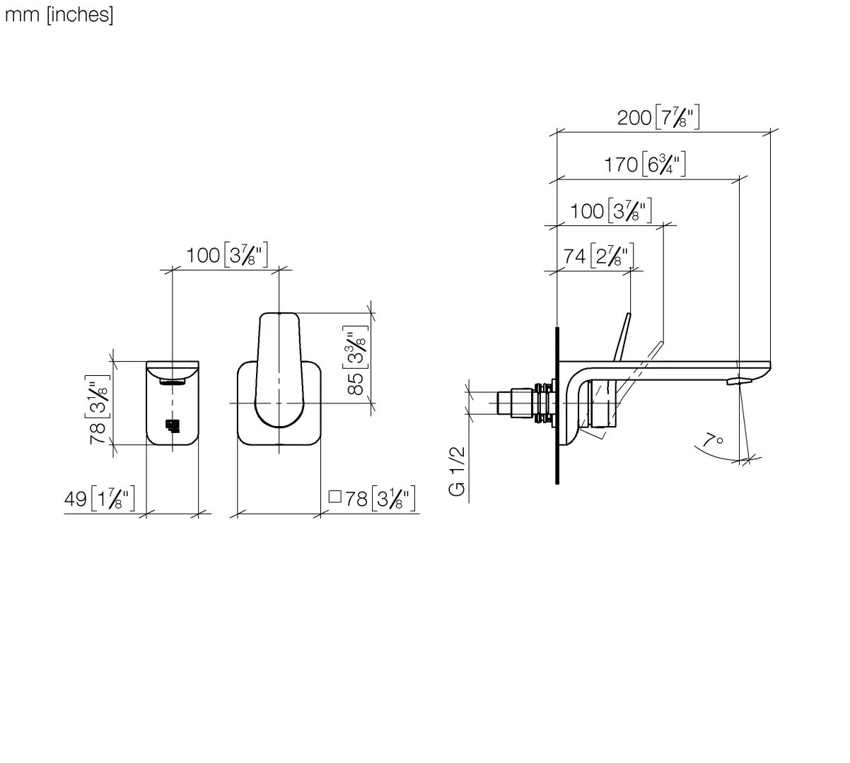 Waschtisch-Wand-Einhandbatterie ohne Ablaufgarnitur LISSÉ Chrom 36860845