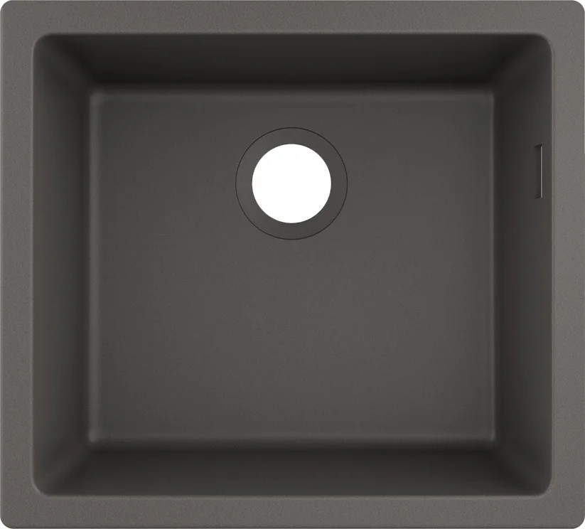 Hansgrohe S51 Unterbauspüle 450 mm, Steingrau – hochwertige SilicaTec-Spüle mit seitlichem Überlauf und 7 mm Wandstärke