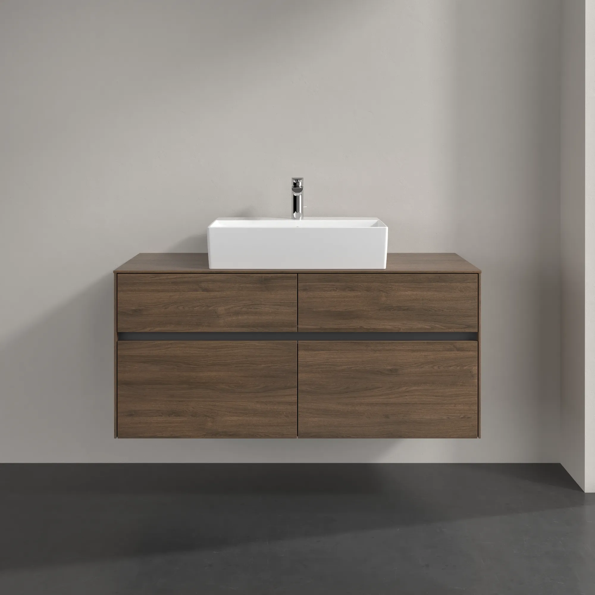 Villeroy & Boch Waschbeckenunterschrank Collaro Arizona Oak, 1200x548 mm, mit Beleuchtung und SoftClosing, 4 Auszüge