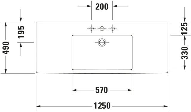 Wandwaschtisch „Vero“, mit Überlauf, Hahnlochposition mittig Wandwaschtisch „Vero“, mit Überlauf, Hahnlochposition mittig