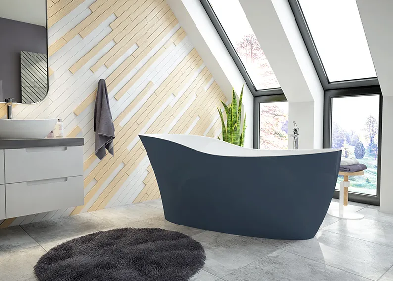 Hoesch Badewanne „Namur Lounge“ freistehend oval 190 × 90 cm in Weiß-Grau Hoesch Badewanne „Namur Lounge“ freistehend oval 190 × 90 cm in Weiß-Grau