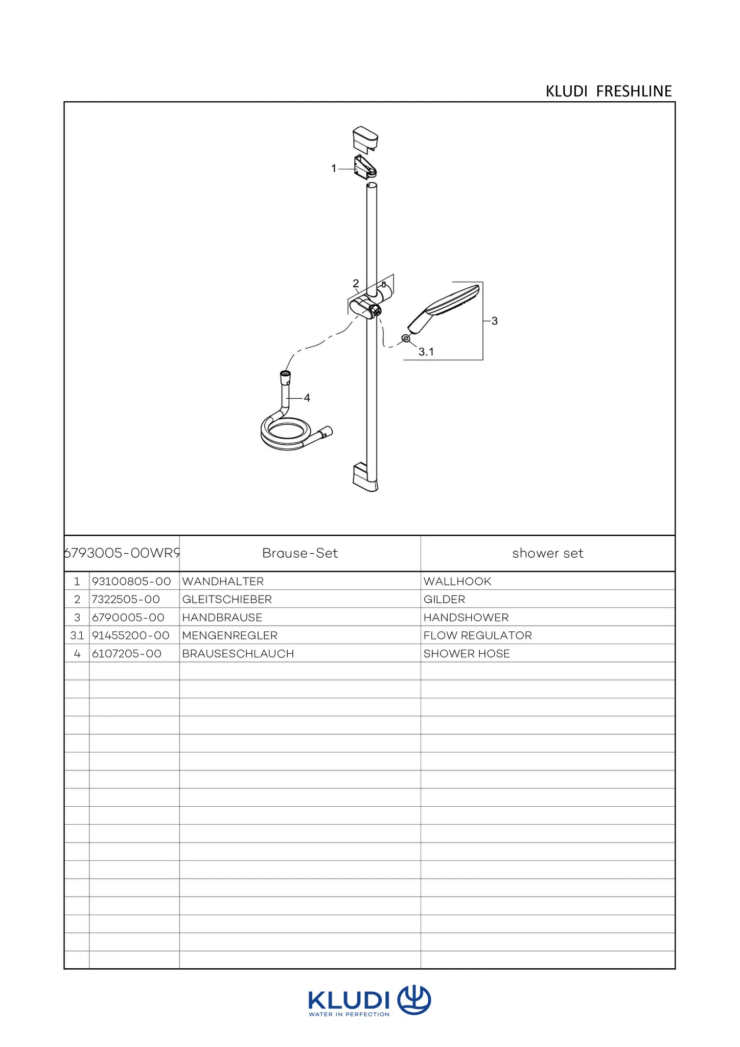 Kludi FRESHLINE Brause-Set 3S, chrom, Länge 600 mm, Durchfluss 8 l/min, mit Kludi SUPARAFLEX SILVER Brauseschlauch Kludi FRESHLINE Brause-Set 3S, chrom, Länge 600 mm, Durchfluss 8 l/min, mit Kludi SUPARAFLEX SILVER Brauseschlauch