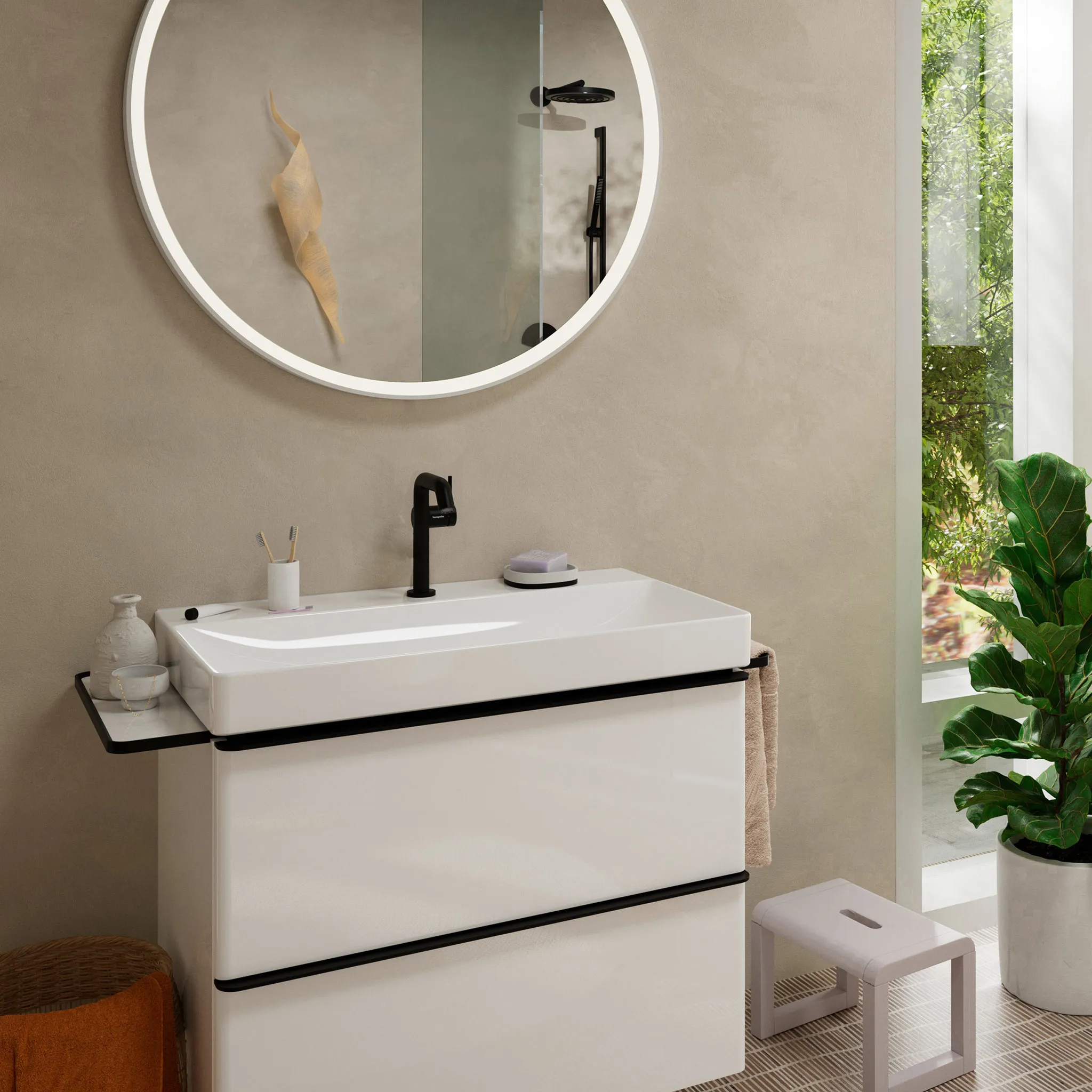 Tecturis S Einhebel-Waschtischmischer 150 Fine CoolStart mit Push-Open Ablaufgarnitur Chrom Tecturis S Einhebel-Waschtischmischer 150 Fine CoolStart mit Push-Open Ablaufgarnitur Chrom