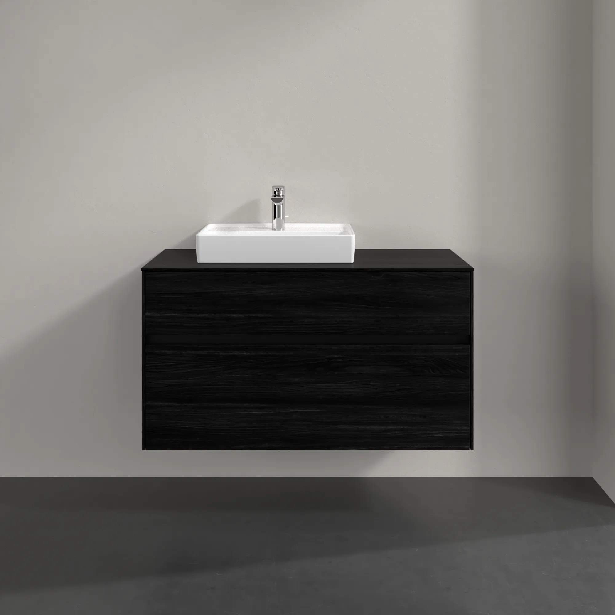 Villeroy & Boch Waschbeckenunterschrank Collaro C01400, 1000x548x500 mm, Black Oak, mit SoftClosing, 2 Auszüge
