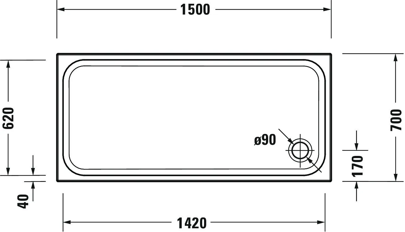 Duravit rechteck Duschwanne „D-Code“ 150 × 70 cm ohne Antislip Duravit rechteck Duschwanne „D-Code“ 150 × 70 cm ohne Antislip