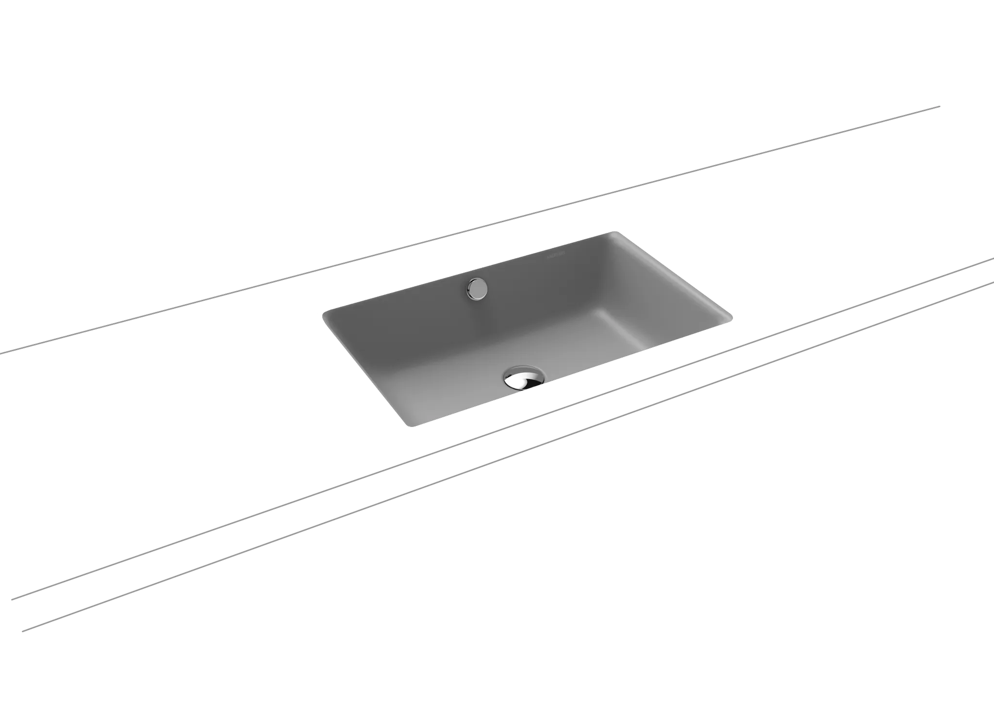 Unterbauwaschtisch „Puro“ 60 × 38,5 cm, mit Überlauf, ohne Hahnlochbohrung in cool grey 30 mit Perl-Effekt