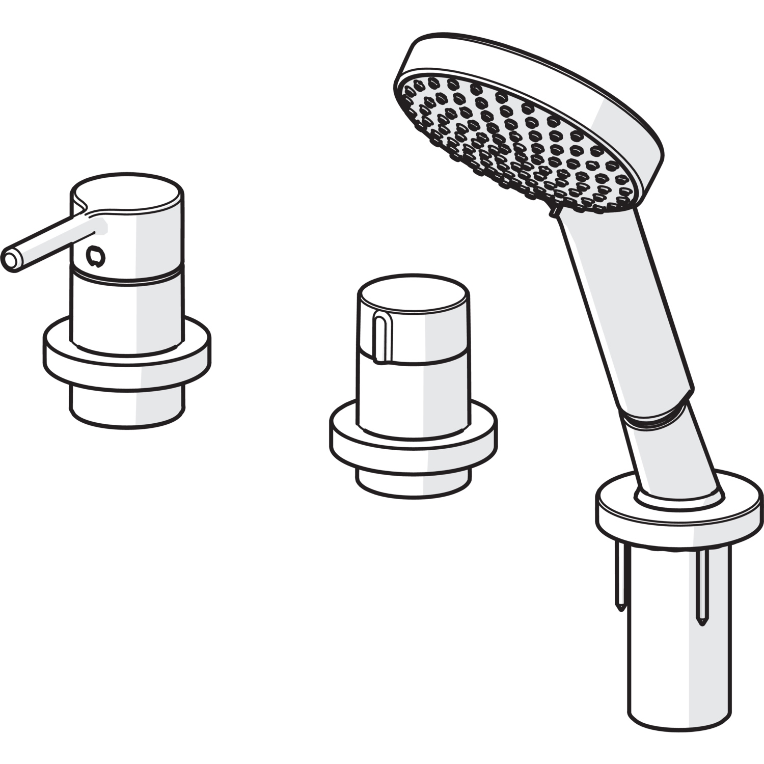 EHM Fertigmontageset für Wanne/Brause VANTIS Style 5470 Rosette rund 1-strahlig Chrom