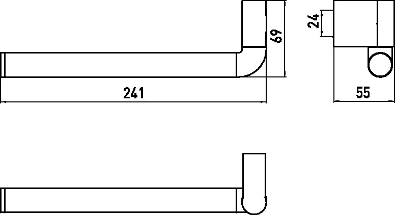 emco Handtuchhalter „system 2“, Befestigung verdeckt, rechts, 1-armig 241 mm in chrom