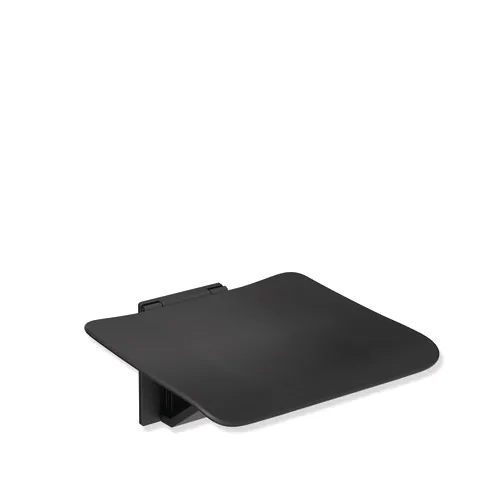 Klappsitz mit Wandstütze, Wandkonsole und Bügel aus Kunststoff passend zur Sitzfläche, in matt, Sitzfläche aus strukturiertem Kunststoff, Sitzfläche 450 mm breit, 450 mm tief, mit zusätzlicher Wandabstützung, in Farbe 90 (Tiefschwarz) Klappsitz mit Wandstütze, Wandkonsole und Bügel aus Kunststoff passend zur Sitzfläche, in matt, Sitzfläche aus strukturiertem Kunststoff, Sitzfläche 450 mm breit, 450 mm tief, mit zusätzlicher Wandabstützung, in Farbe 90 (Tiefschwarz)