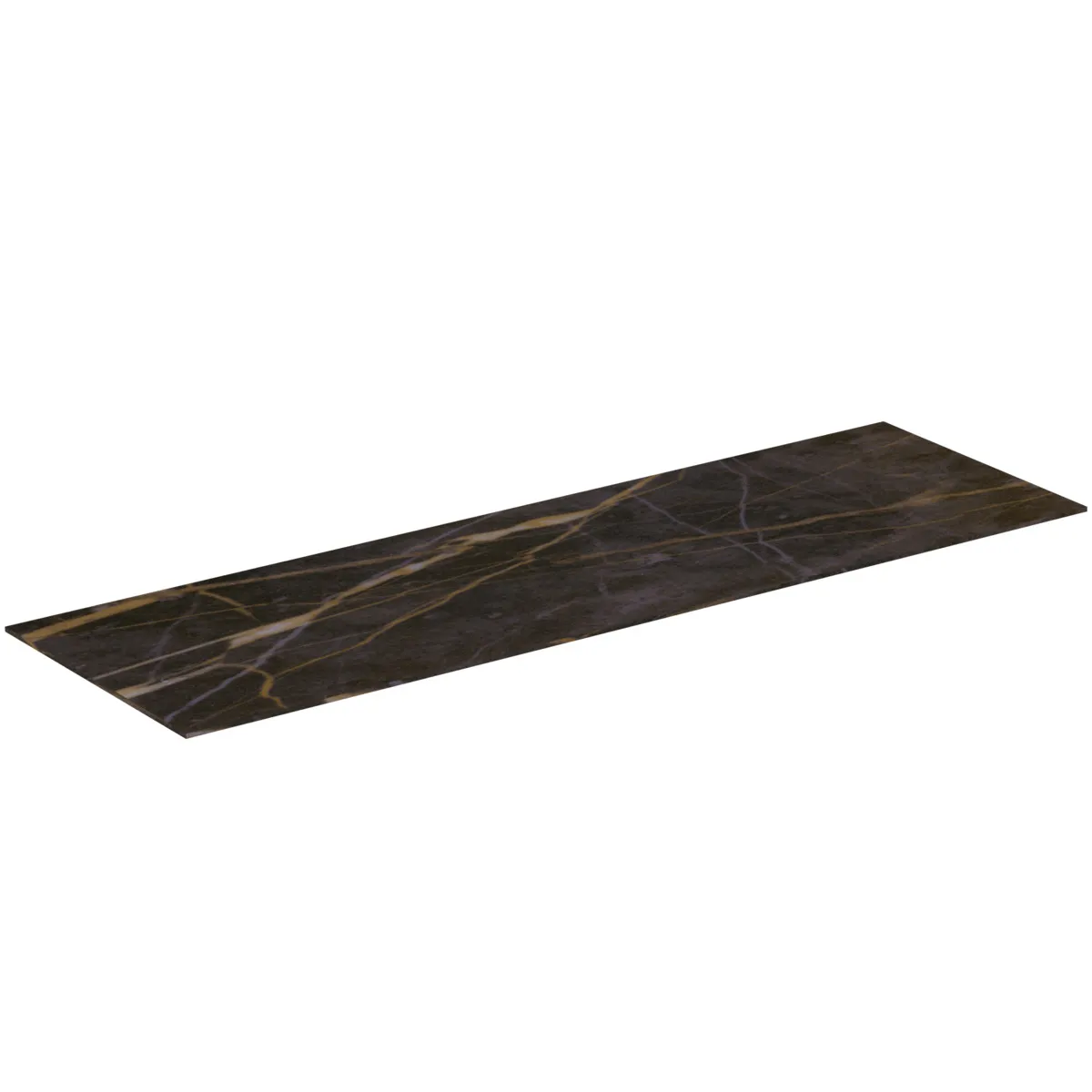 Waschtischplatte Conca, aus Keramik, 1202x373x6mm, Marmor Noir Desir