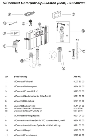 Villeroy & Boch Unterputz-Spülkasten Compact ViConnect Installationssysteme 922482, 648 x 740⁄825 x 80 mm