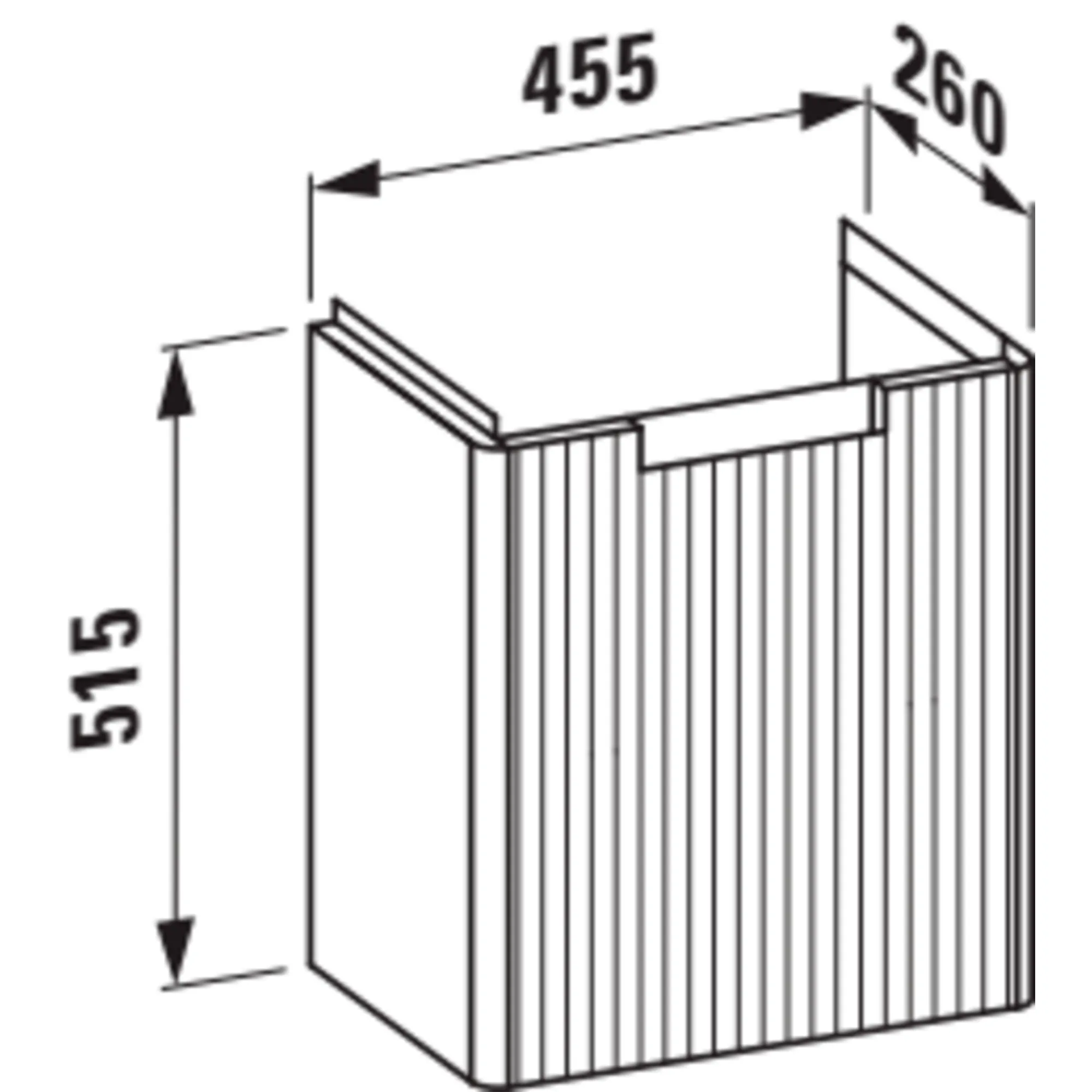 Waschtischunterbau JUNA für PRO S 262x454x522 1 Tür mit Griffmulde, Scharnier rechts für Waschtisch H815954 weiß matt