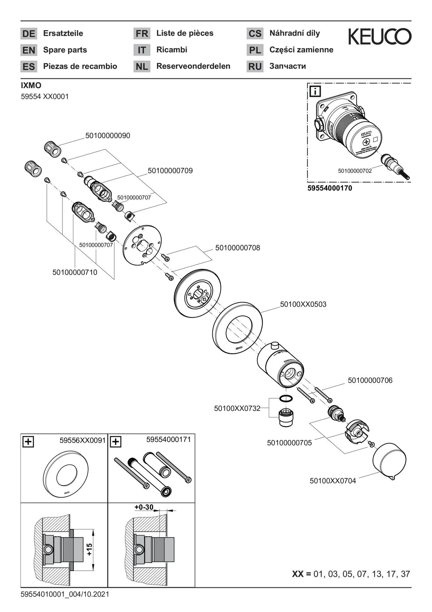 IXMO 59554370001 IXMO_solo Thermostat mit Schlauchanschluß rund schwarz