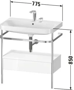 Duravit Waschtischunterschrank c-shaped Set mit Metallkonsole und Schubkasten „Happy D.2 Plus“ 77,5 × 85 × 49 cm Nussbaum gebürstet