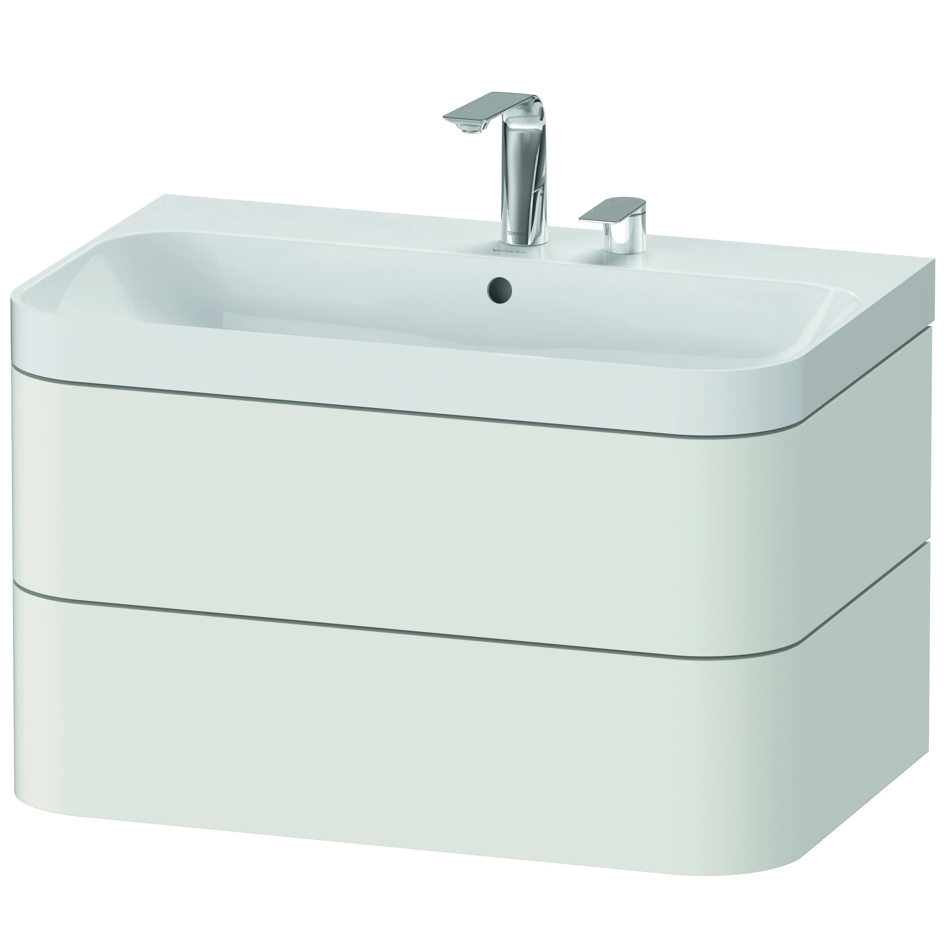 Duravit Waschtischunterschrank c-shaped Set wandhängend „Happy D.2 Plus“ 77,5 × 48 × 49 cm Nordic Weiß Seidenmatt