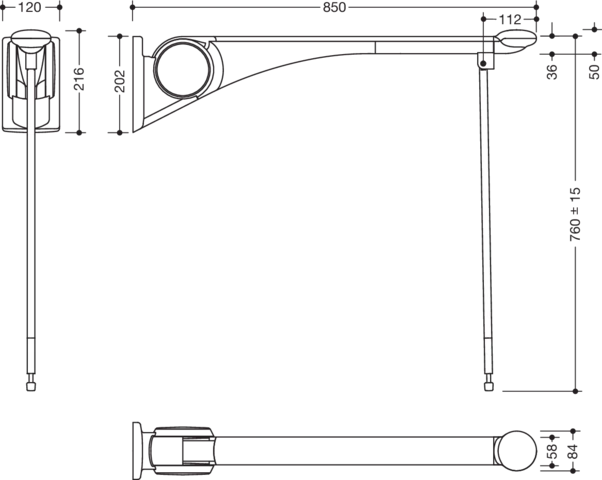 HEWI Stützklappgriff „Serie 802 LifeSystem“