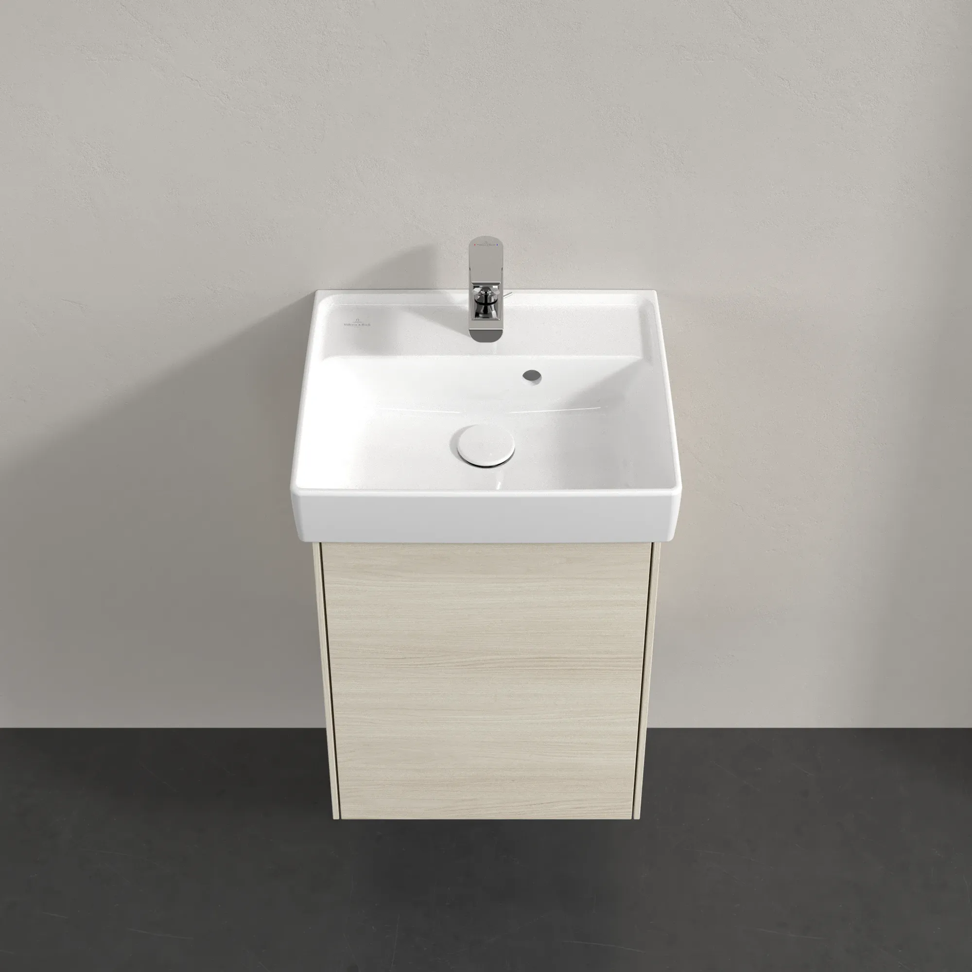 Villeroy & Boch Waschtischunterschrank mit Tür „Collaro“ 410 × 546 × 344 mm White Oak, für Becken mittig, Anschlag links, ohne Beleuchtung Villeroy & Boch Waschtischunterschrank mit Tür „Collaro“ 410 × 546 × 344 mm White Oak, für Becken mittig, Anschlag links, ohne Beleuchtung